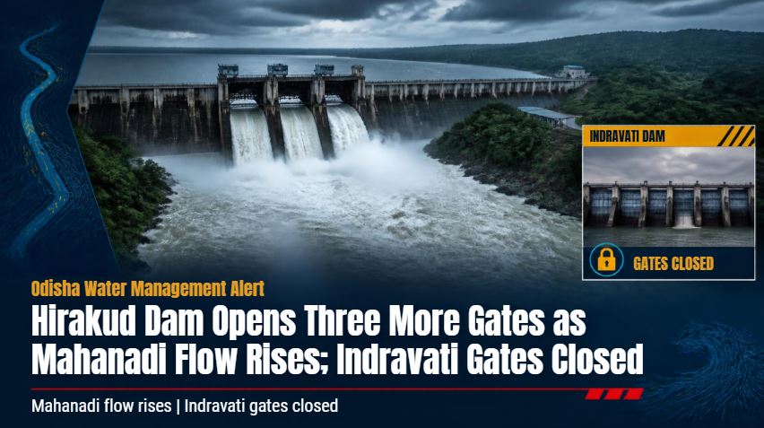 Hirakud Dam Opens Three More Gates as Mahanadi Flow Rises; Indravati Gates Closed